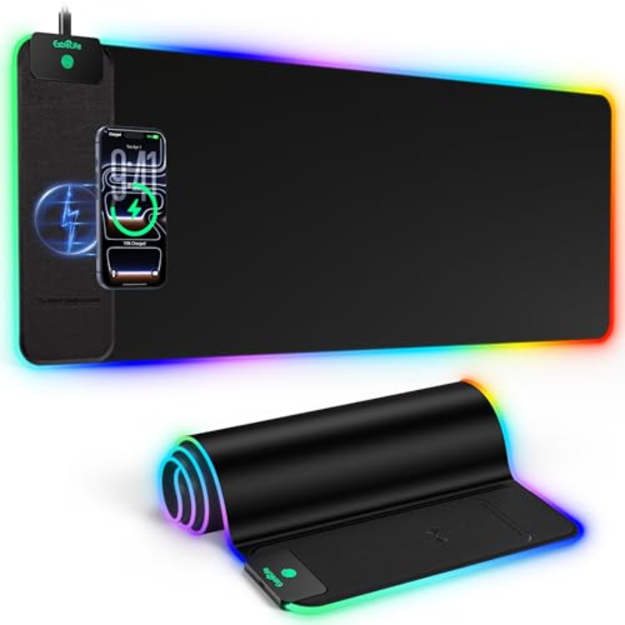 Gaming Keyboard No Number Pad - Mouse Pad with 15W Wireless Charging,