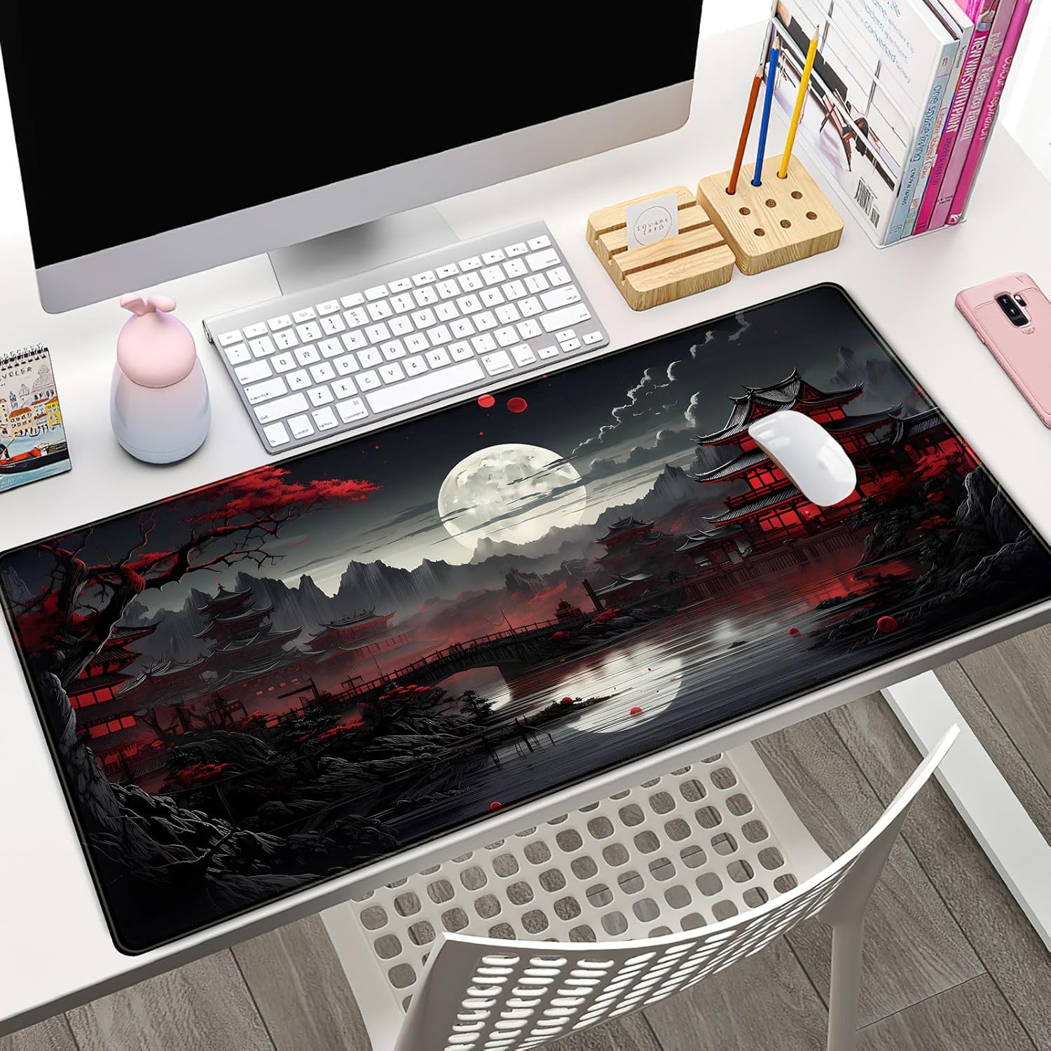Japanese Desk Mat Riverside Fu - Gaming Keyboard And Mouse のレビューと価格