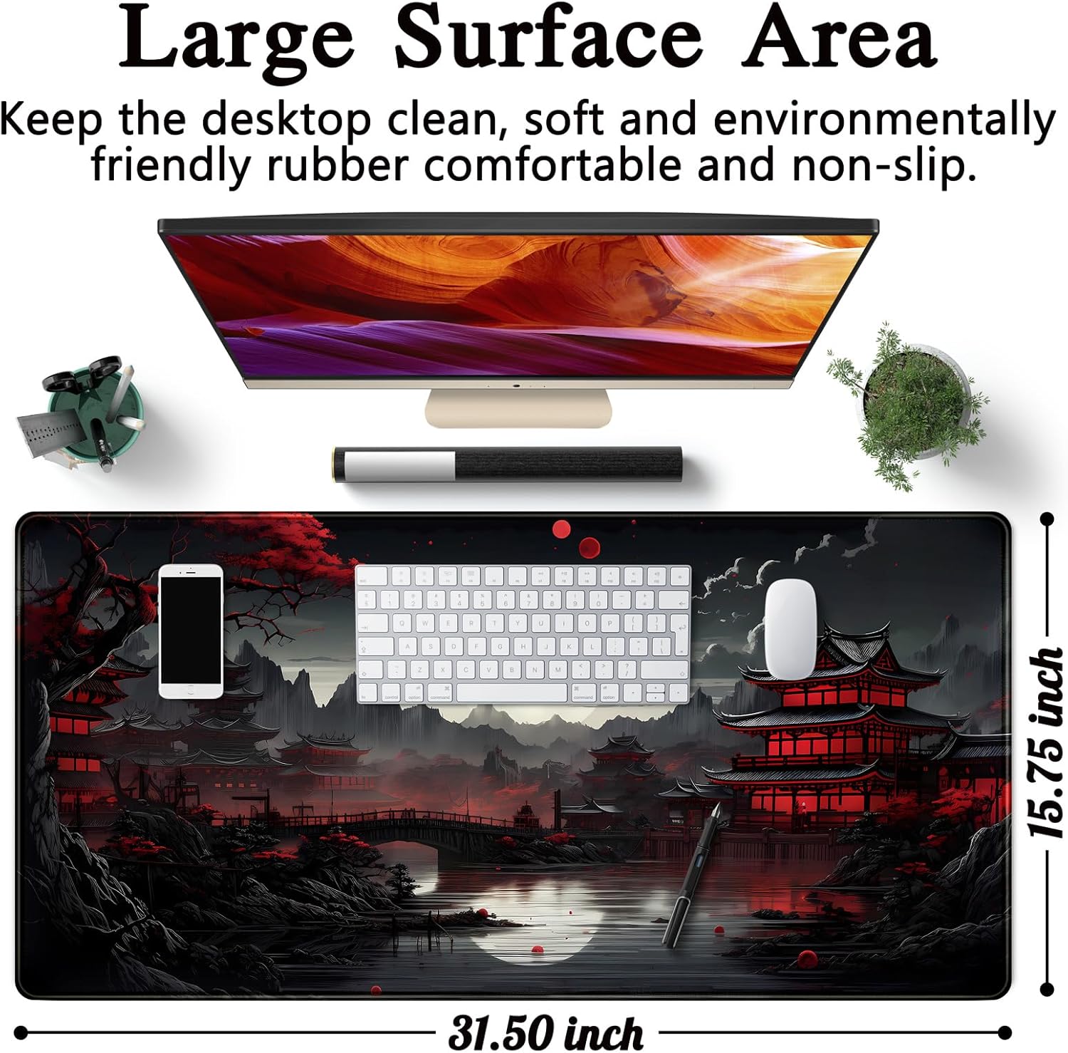 Japanese Desk Mat Riverside Fu - Gaming Keyboard And Mouse のレビューと価格