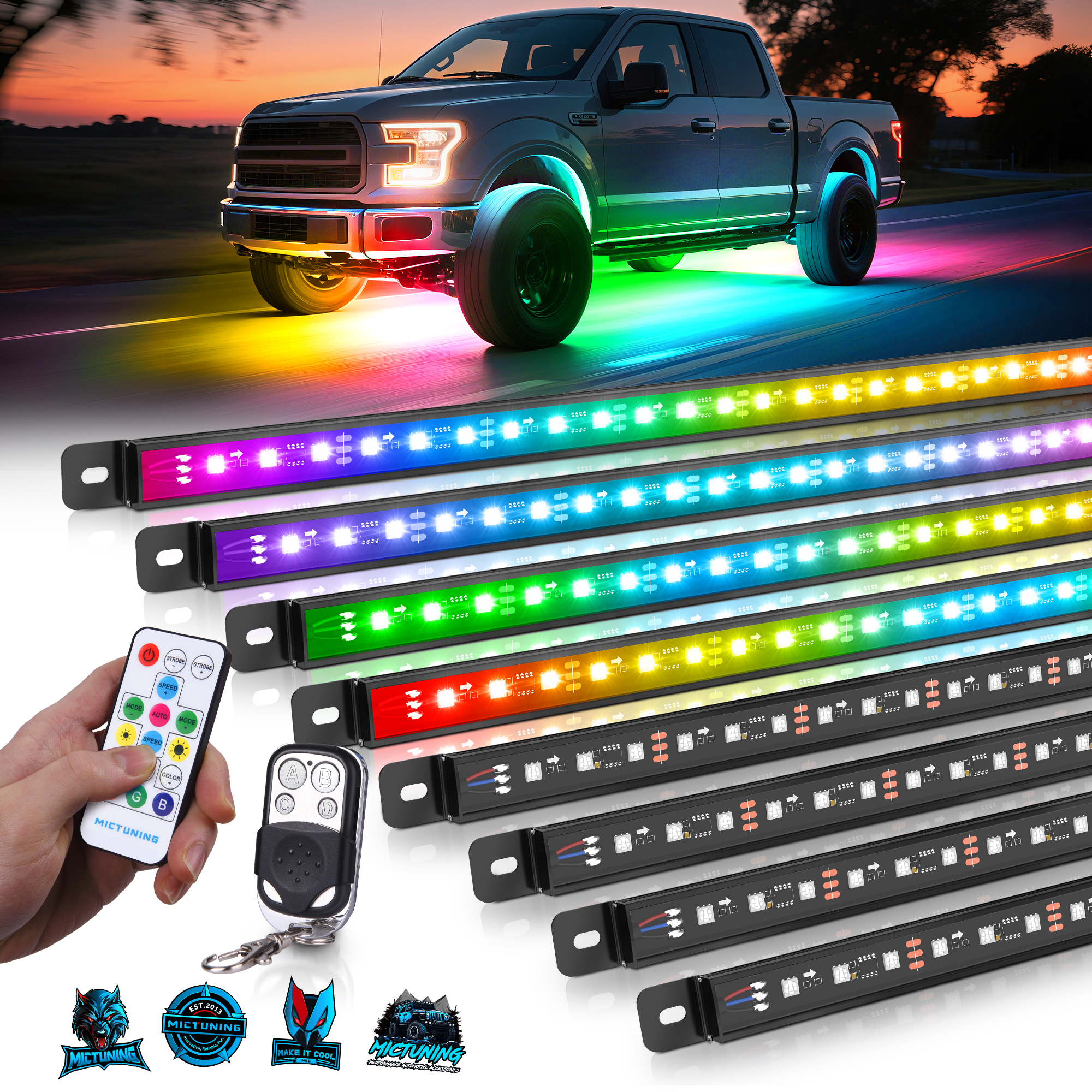 MICTUNING U8 Car Underglow Lig - Rgb Underglow Strip のレビューと価格