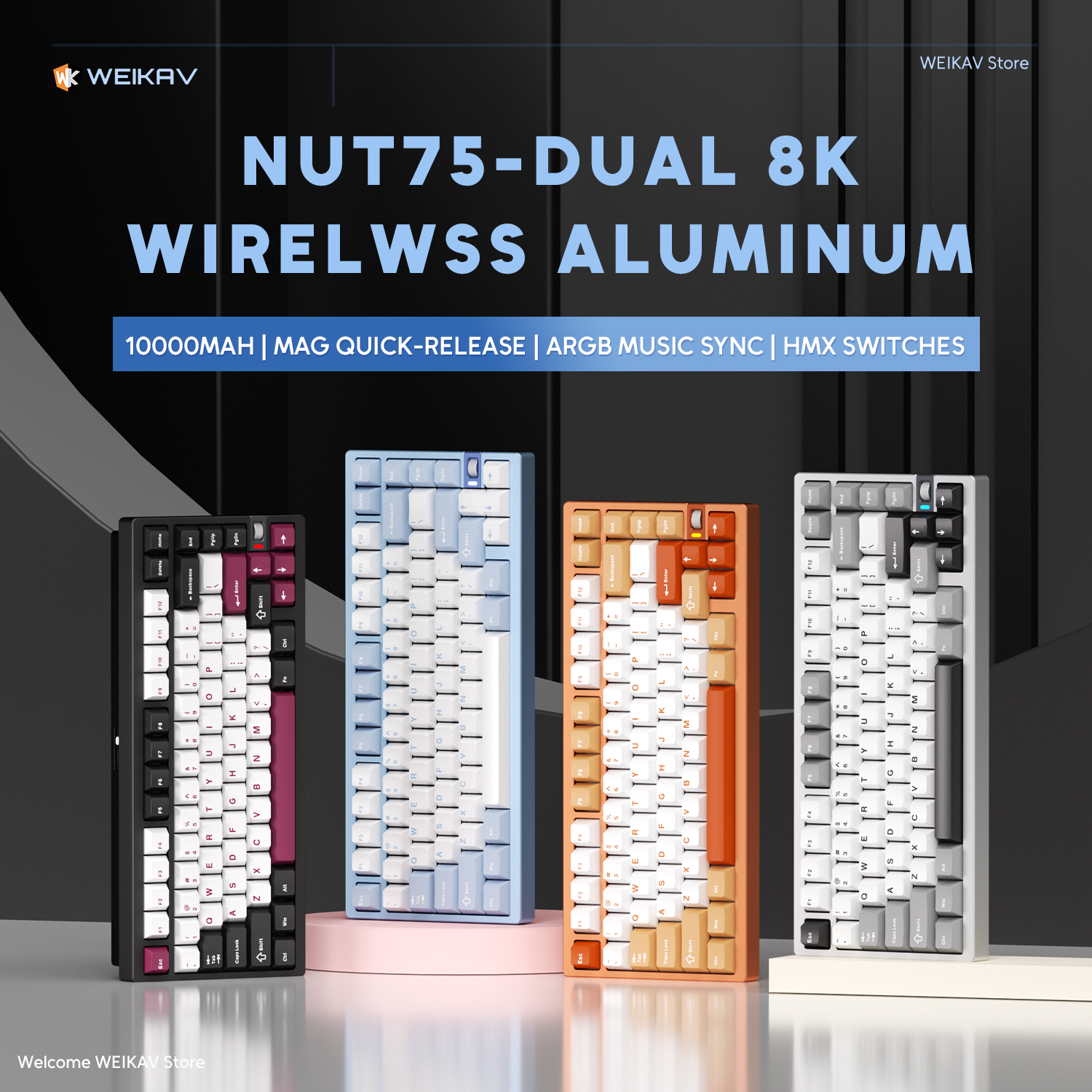 WEIKAV NUT75 220 Grit Aluminum - Gaming Keyboard Bundle のレビューと価格