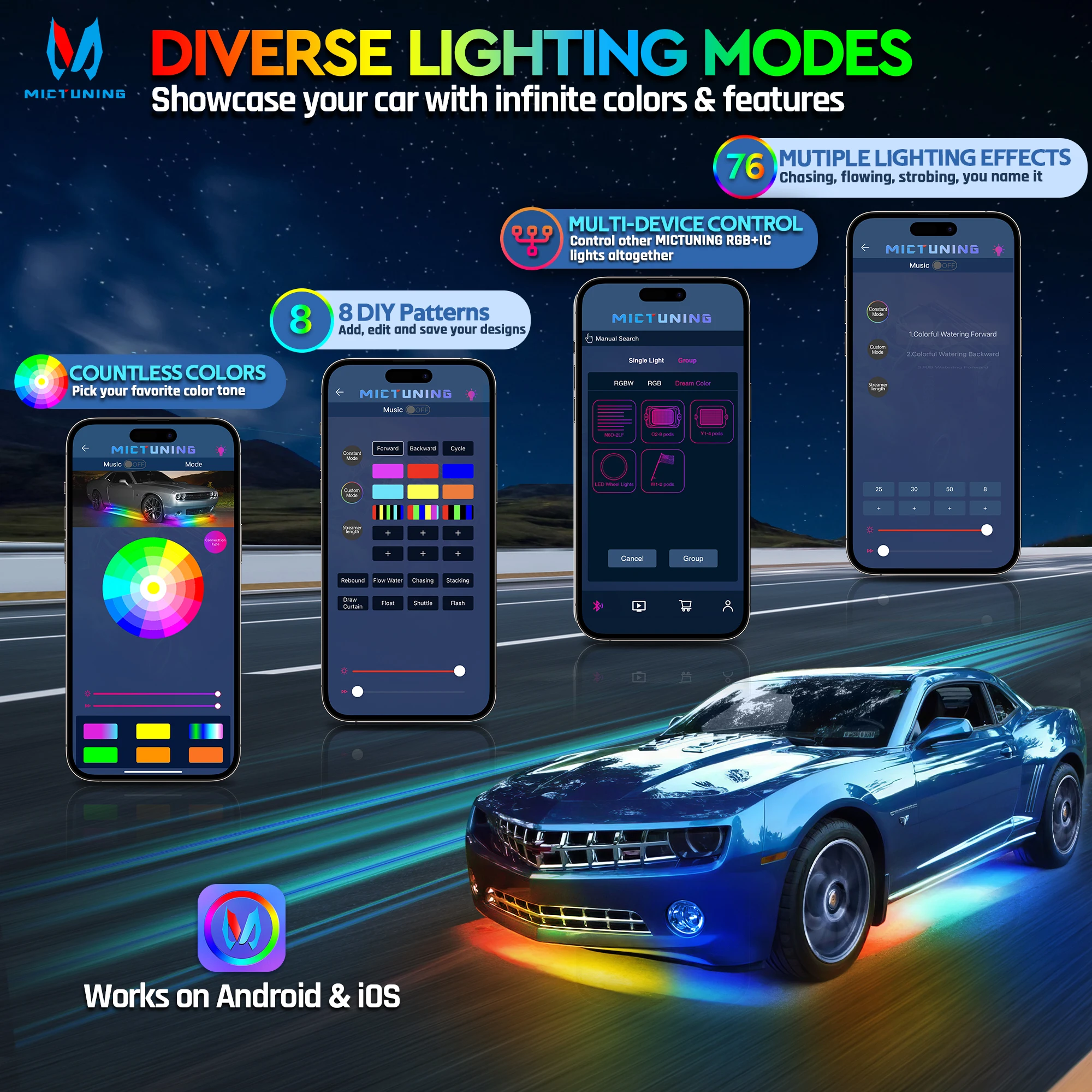 MICTUNING N8 Car Underglow Lig - Rgb Underglow Strip のレビューと価格