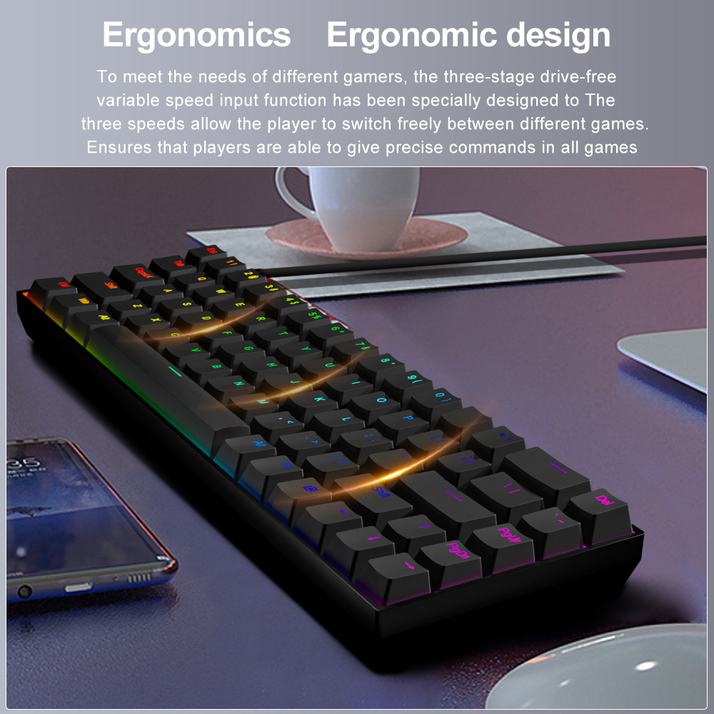 E-YOOSO Z686 RGB USB 60% Mini  - Keyboard Gaming Blue Switch のレビューと価格