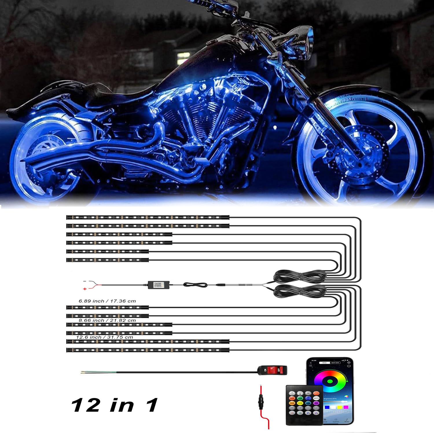 12in1 New Motorcycle Atmospher - Rgb Underglow Strip のレビューと価格