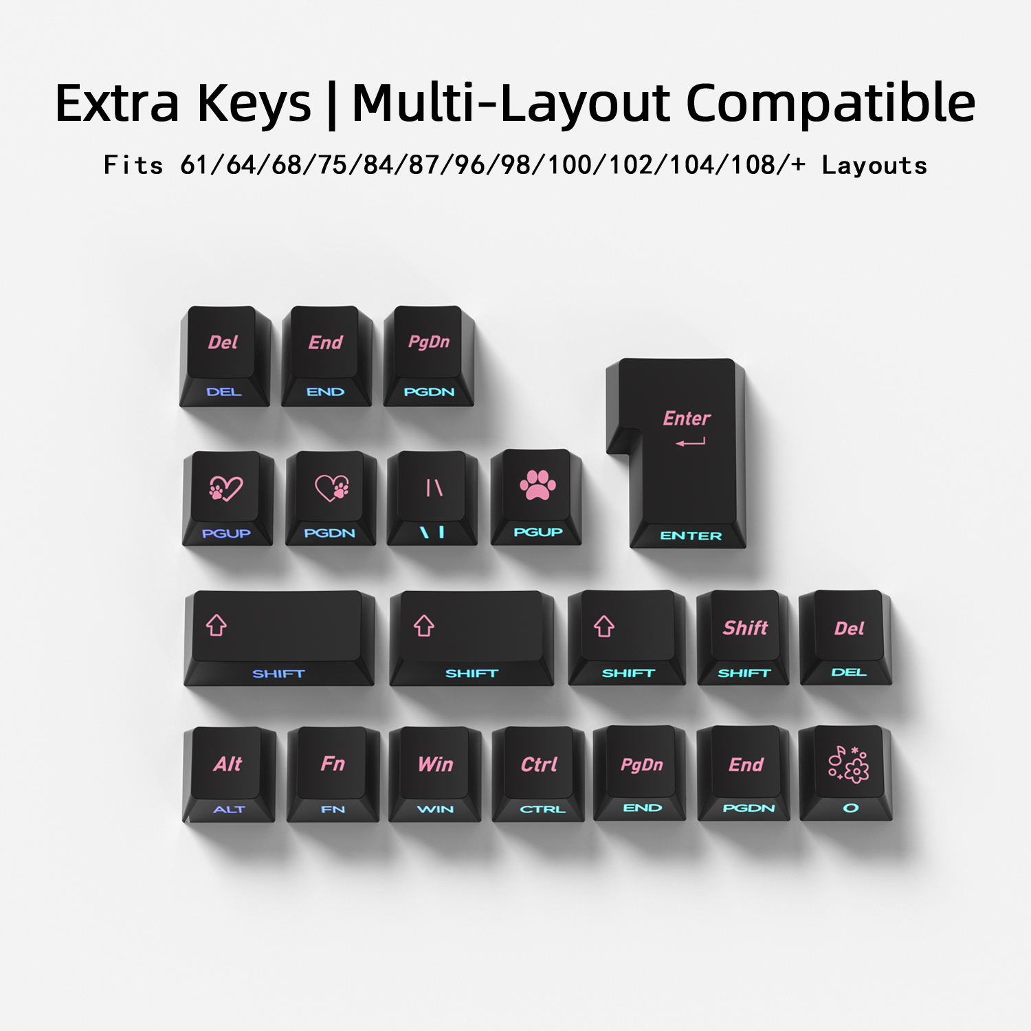 Black Pink Cat Korean Keycaps  - Gaming Keyboard Typewriter のレビューと価格