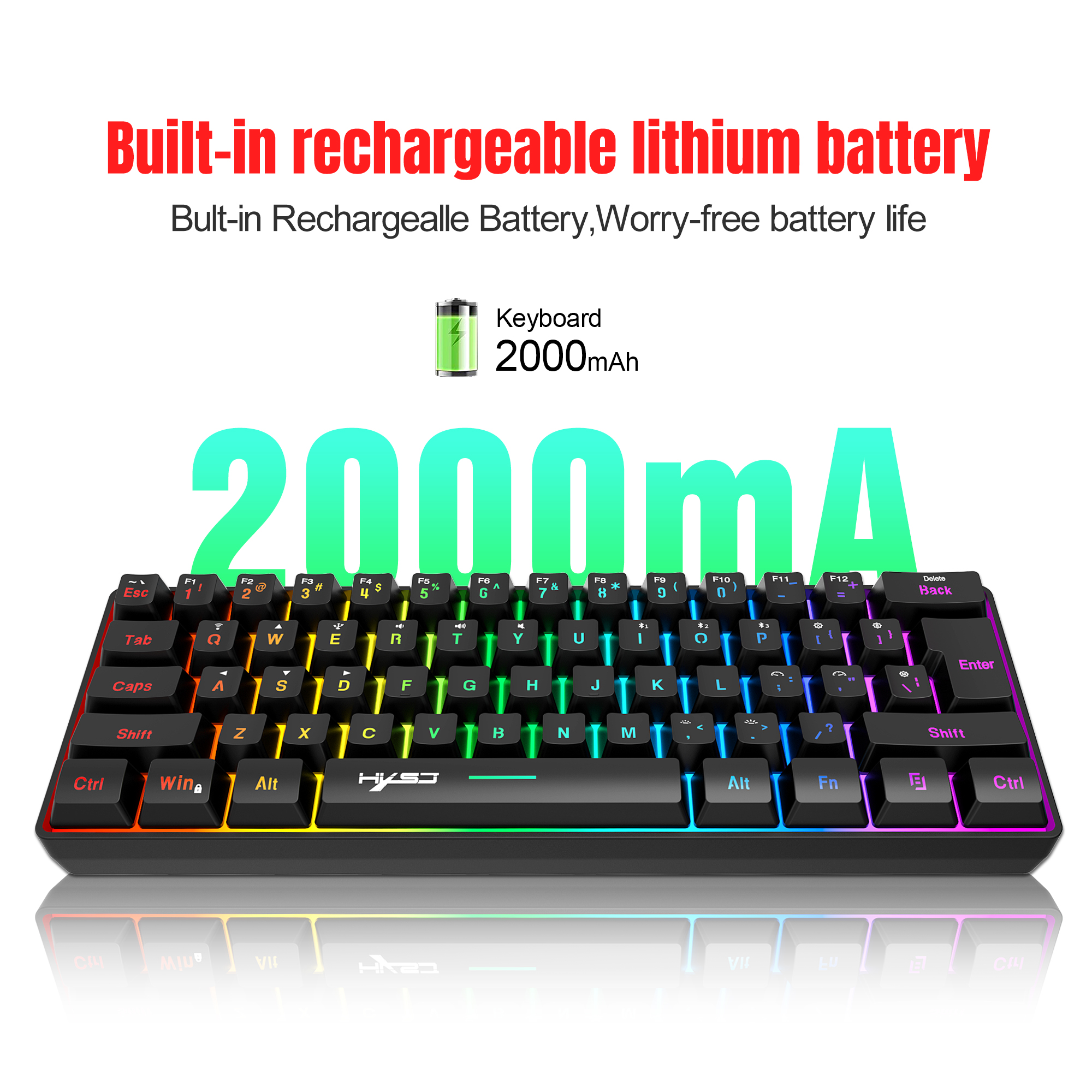 HXSJ L500 Tri mode wired wirel - Gaming Keyboard Bundle のレビューと価格