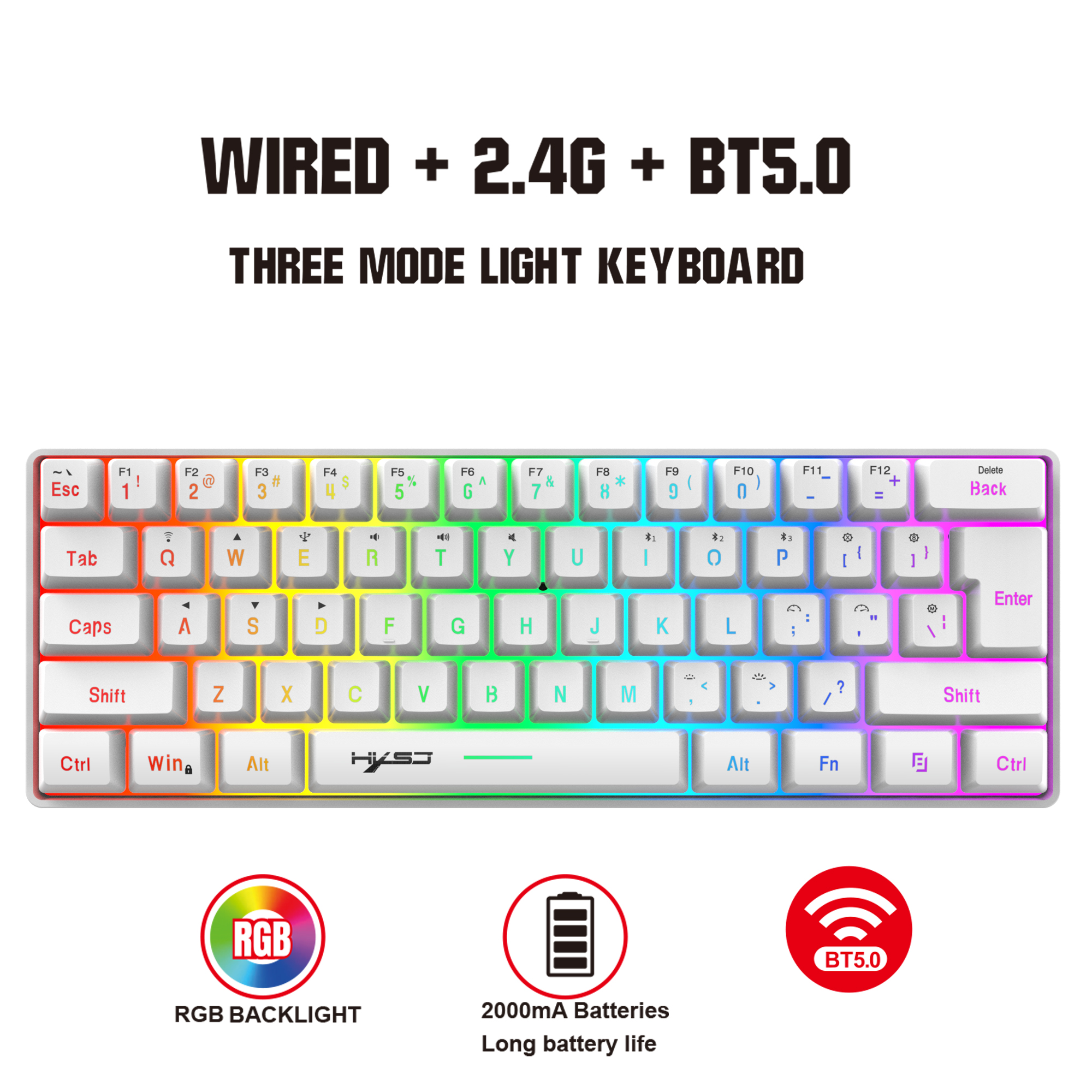 HXSJ L500 Tri mode wired wirel - Gaming Keyboard Bundle のレビューと価格