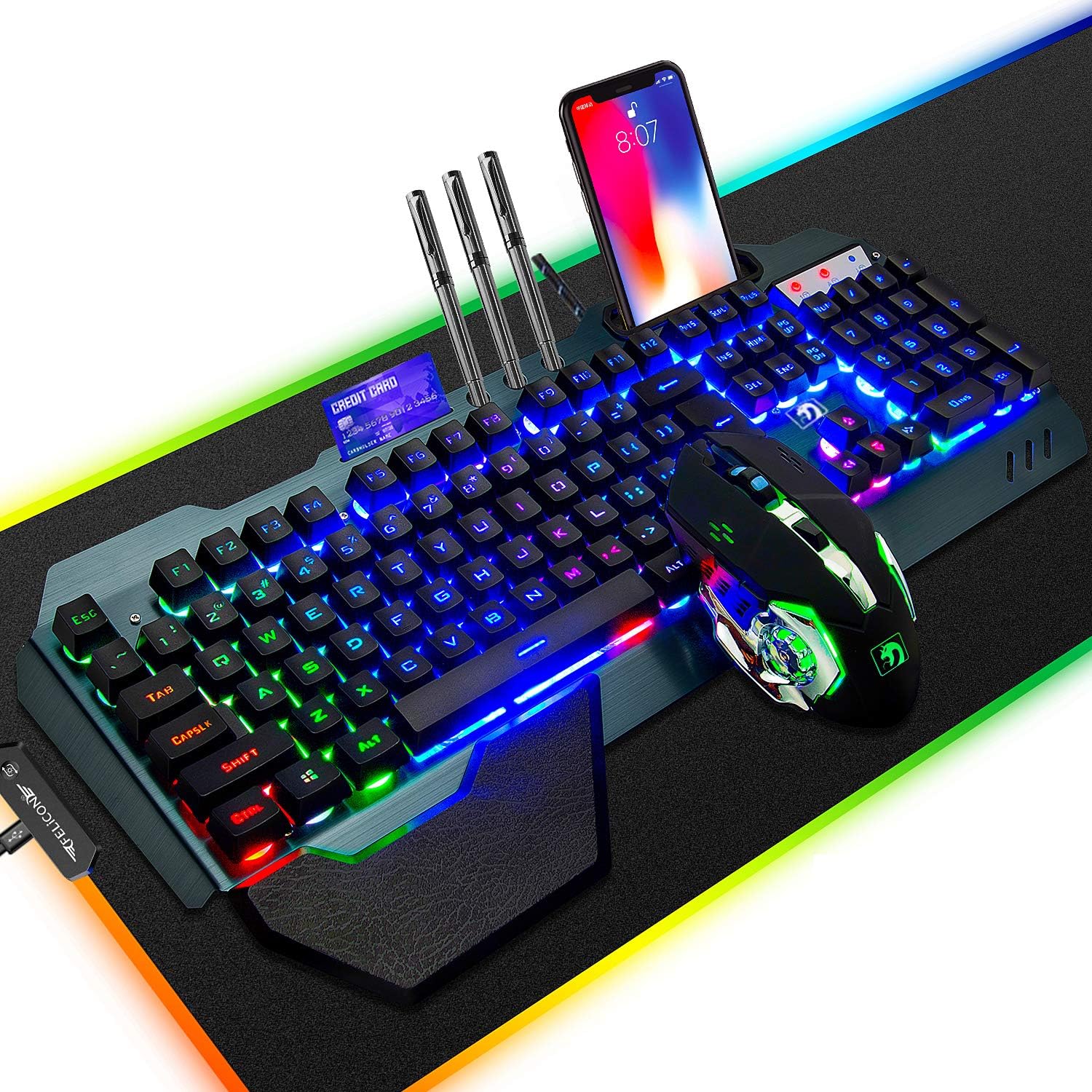RGB Gaming Keyboard Mouse Comb - Gaming Keyboard No Number Pad のレビューと価格