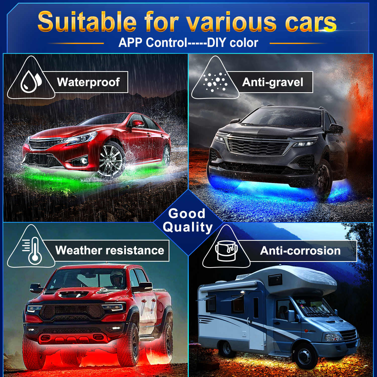 RGB Car Underglow Strip Lights - Rgb Underglow Strip のレビューと価格