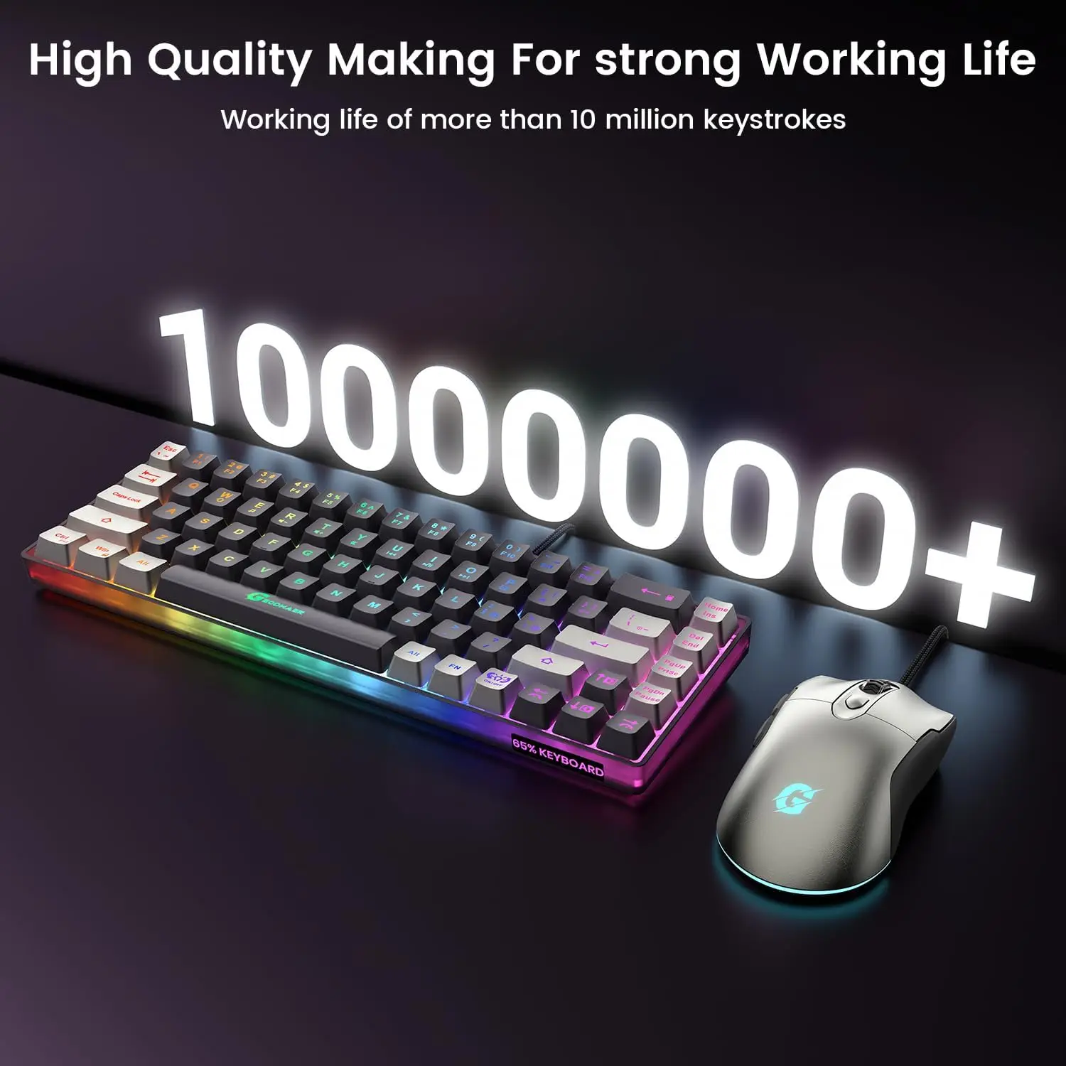 65% RGB Gaming Keyboard & 7200 - Gaming Keyboard And Mouse Combo のレビューと価格