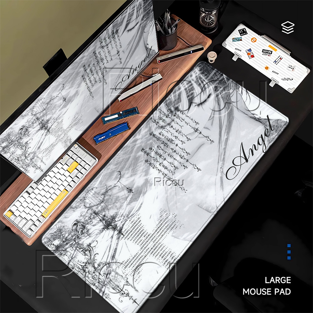 Mousepad Black White Anime Aes - Gaming Keyboard Typewriter のレビューと価格