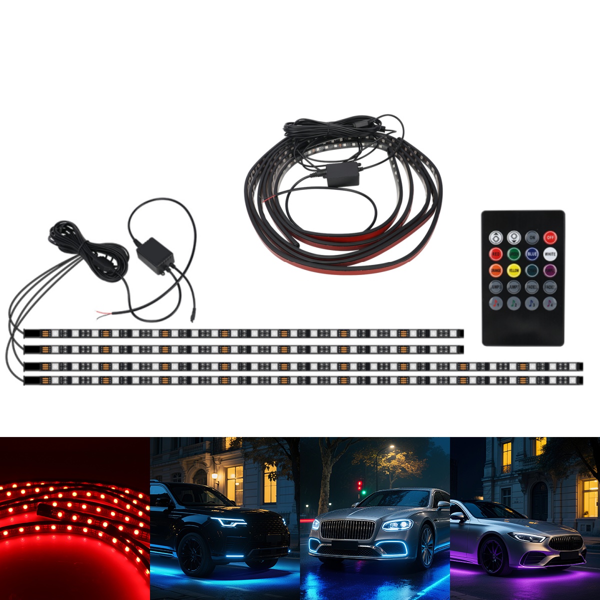 90+120CM Car RGB Chassis Light - Rgb Underglow Strip のレビューと価格