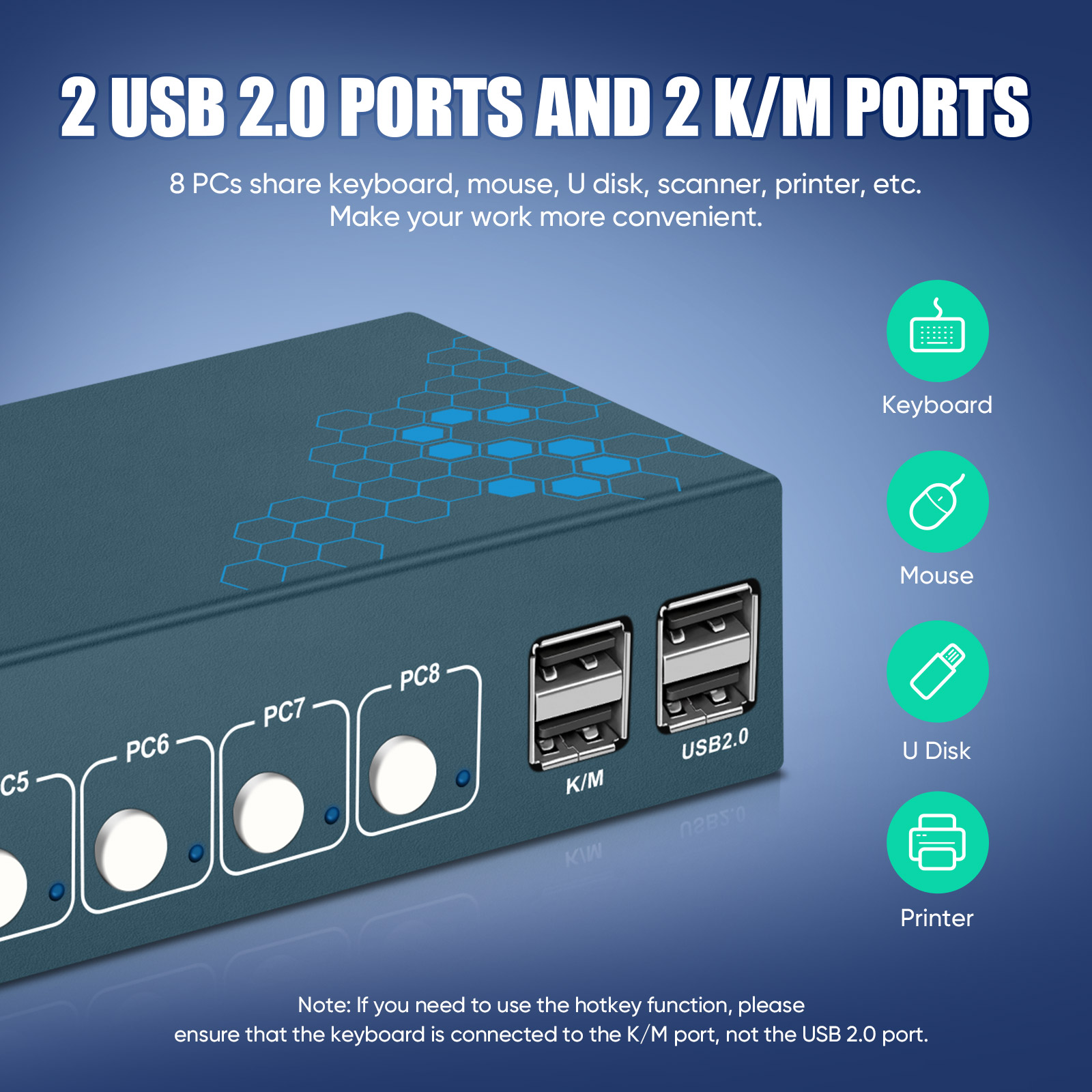 KVM Switch 8 Port HDMI KVM Swi - Gaming Keyboard And Mouse For Xbox のレビューと価格