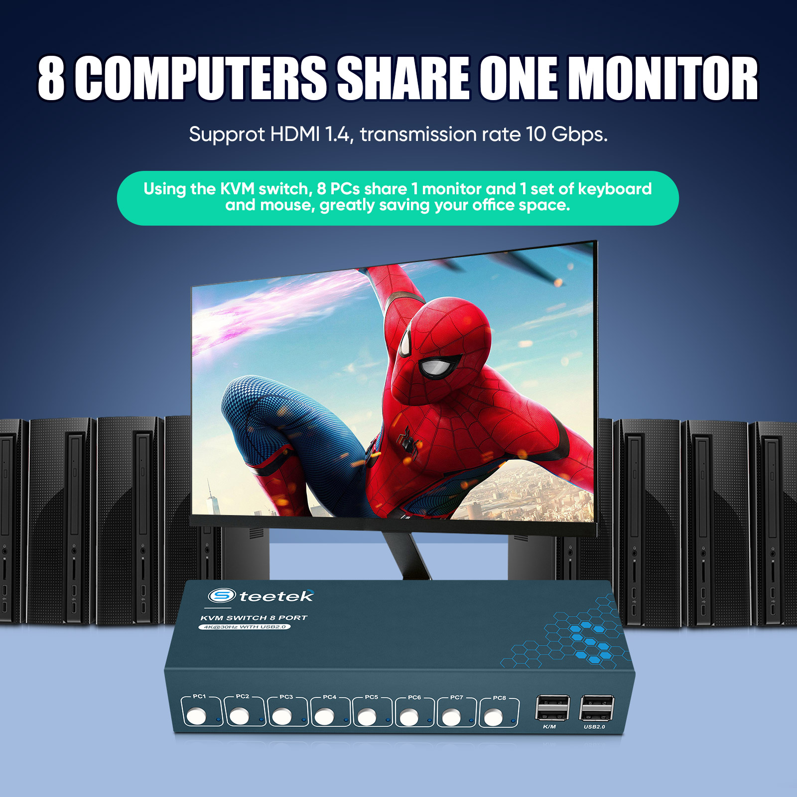KVM Switch 8 Port HDMI KVM Swi - Gaming Keyboard And Mouse For Xbox のレビューと価格
