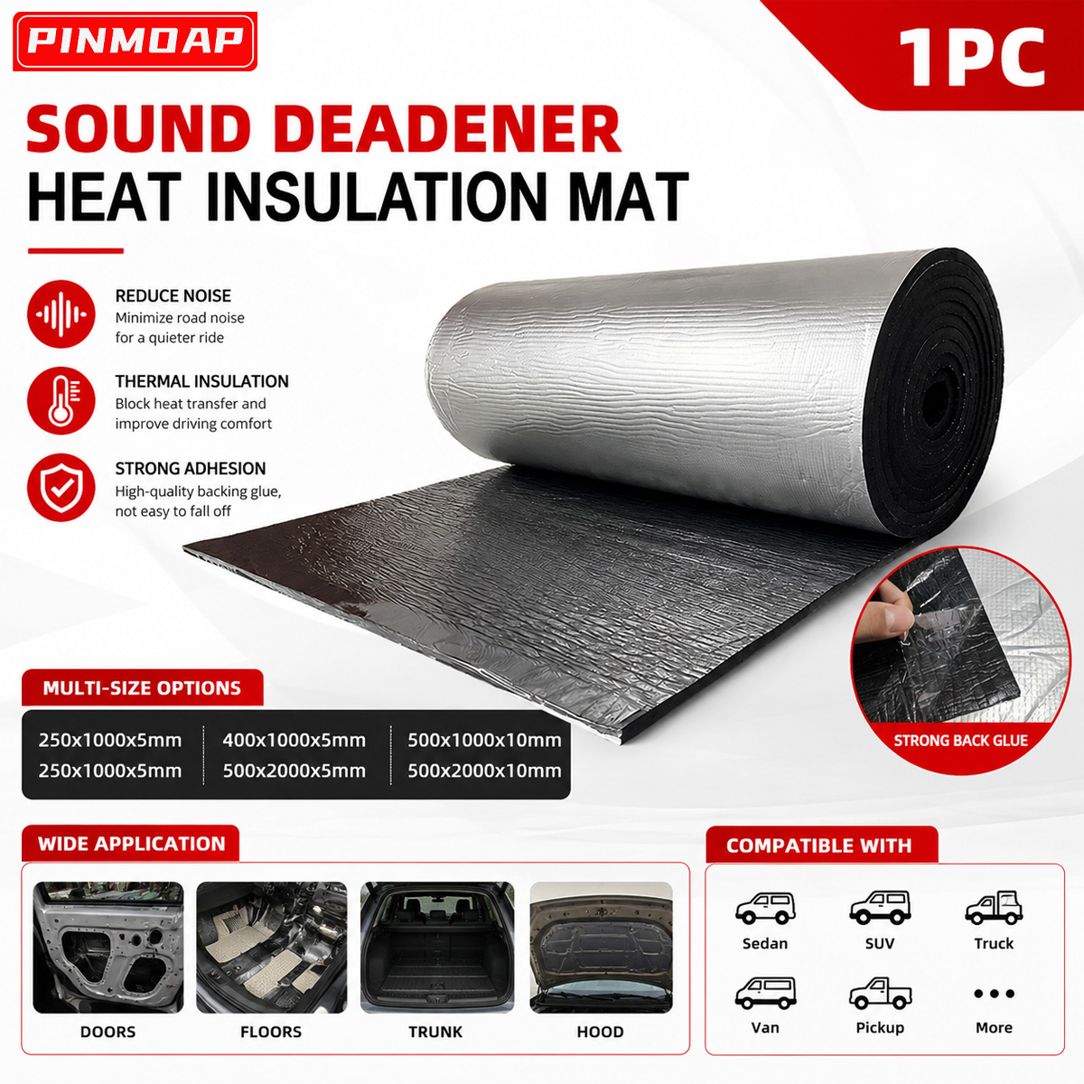 PINMOAP Car Sound Deadening Ma - Foam Dampener Sheet のレビューと価格
