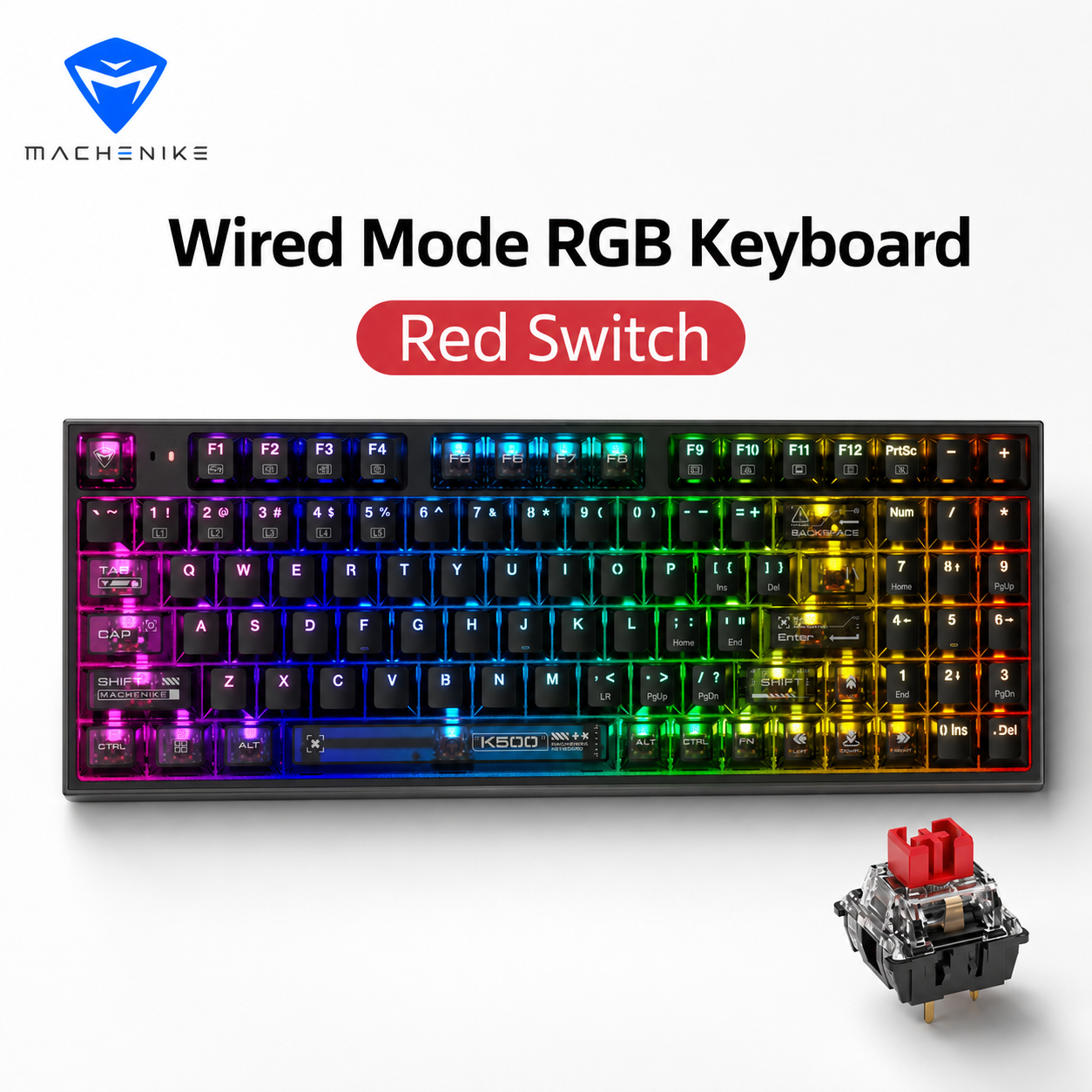 Machenike K500-B94 V2 Wired Me - Keyboard Gaming Transparent のレビューと価格