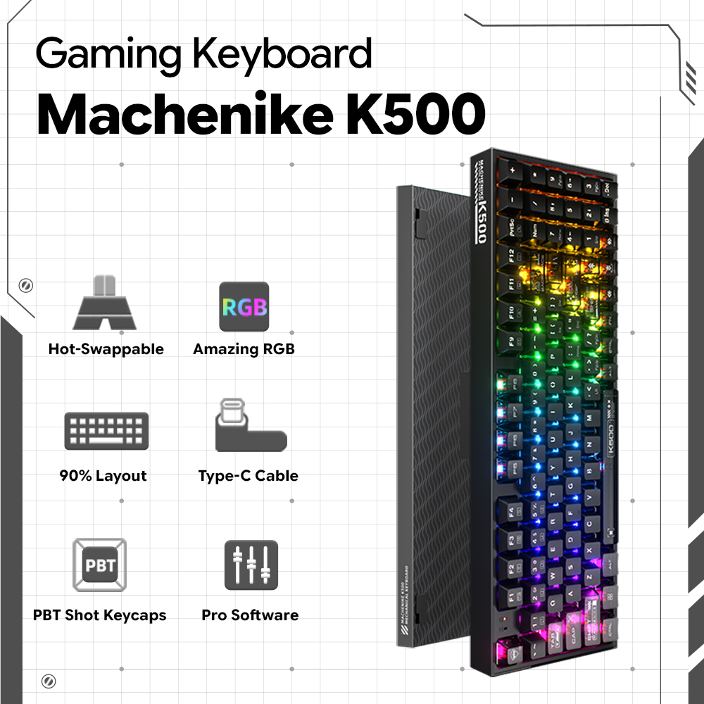 Machenike K500-B94 V2 Wired Me - Keyboard Gaming Transparent のレビューと価格