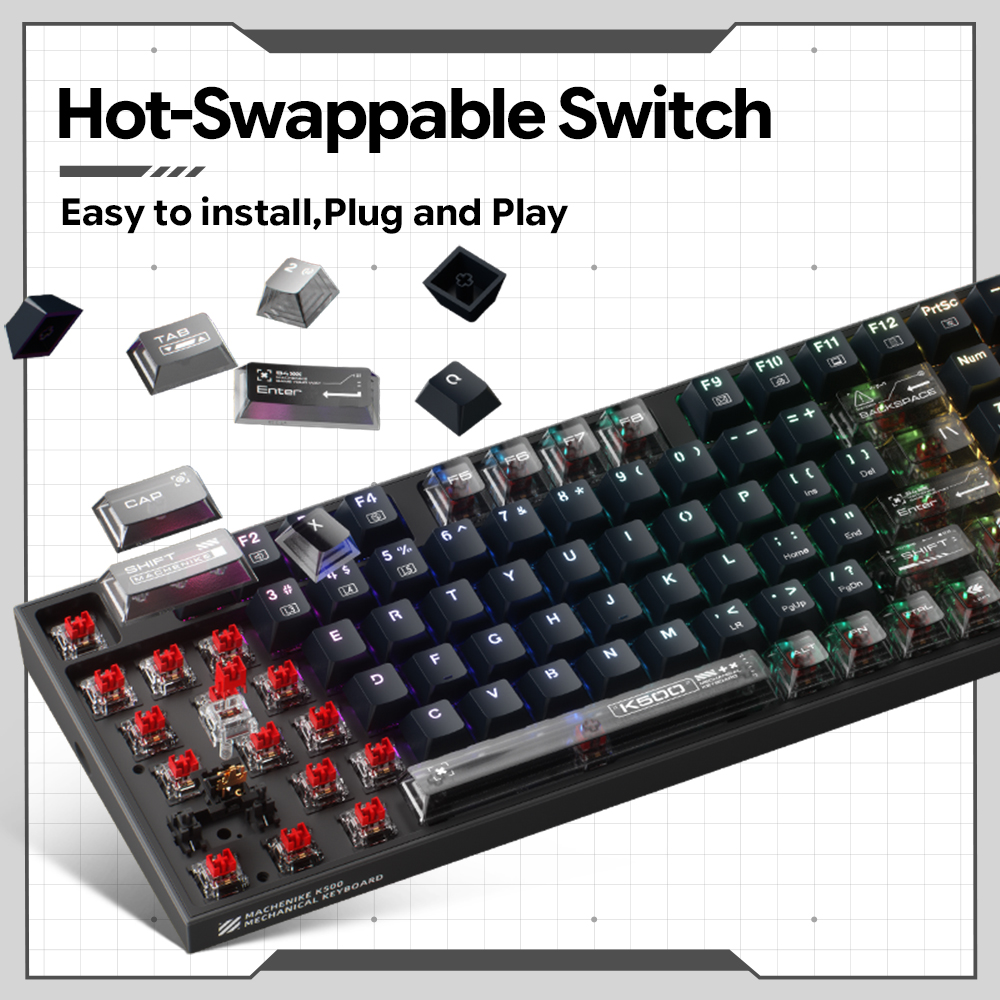 Machenike K500-B94 V2 Wired Me - Keyboard Gaming Transparent のレビューと価格