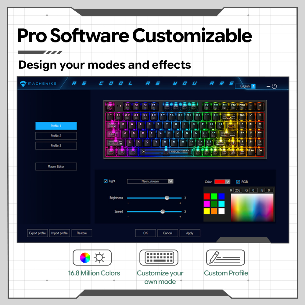 Machenike K500-B94 V2 Wired Me - Keyboard Gaming Transparent のレビューと価格