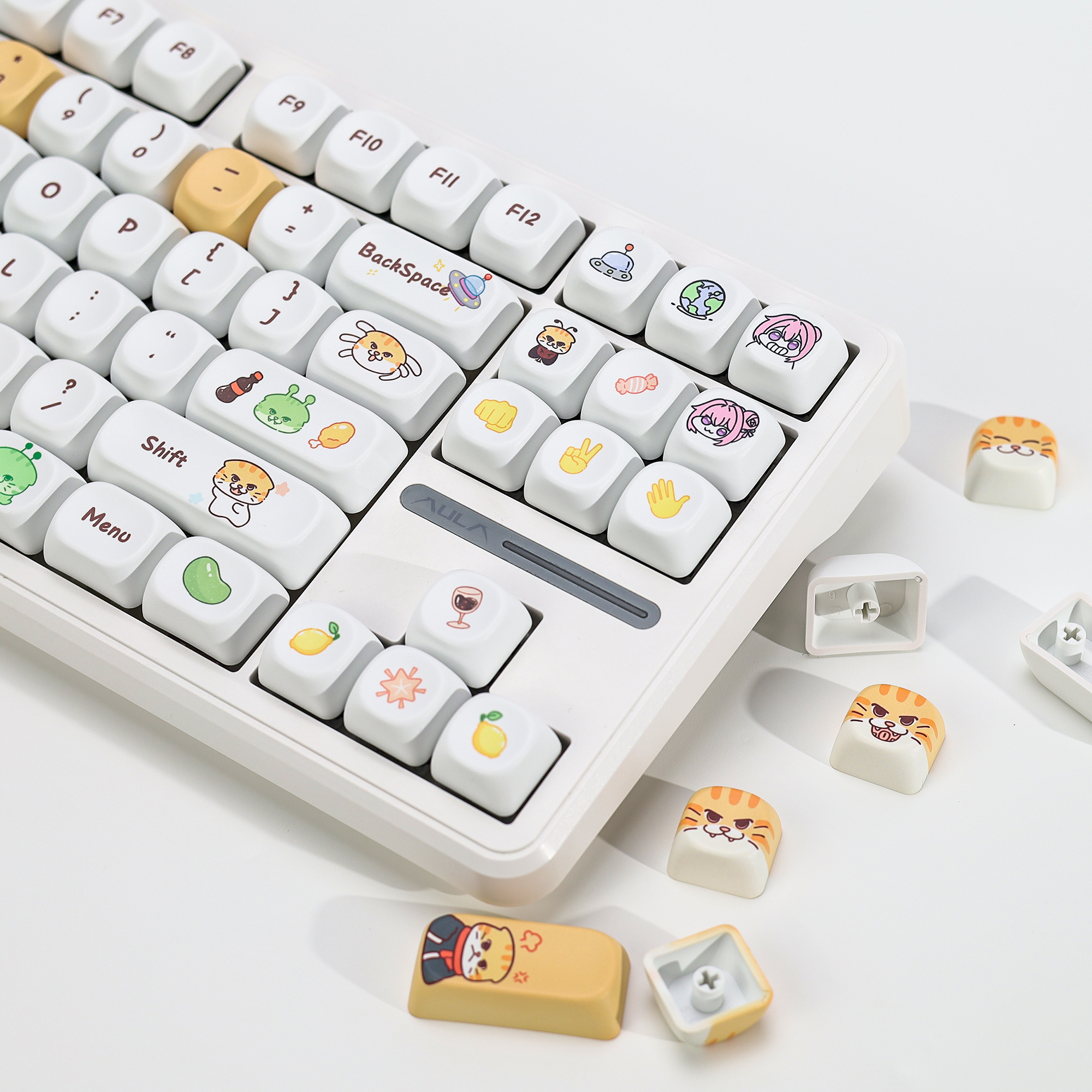 KBDiy Cute Bad Cat Theme Keyca - Gaming Keyboard No Number Pad のレビューと価格