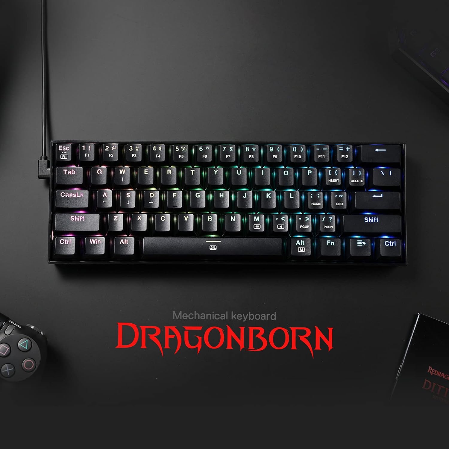 Redragon K630 Dragonborn 60% W - Keyboard Gaming Blue Switch のレビューと価格