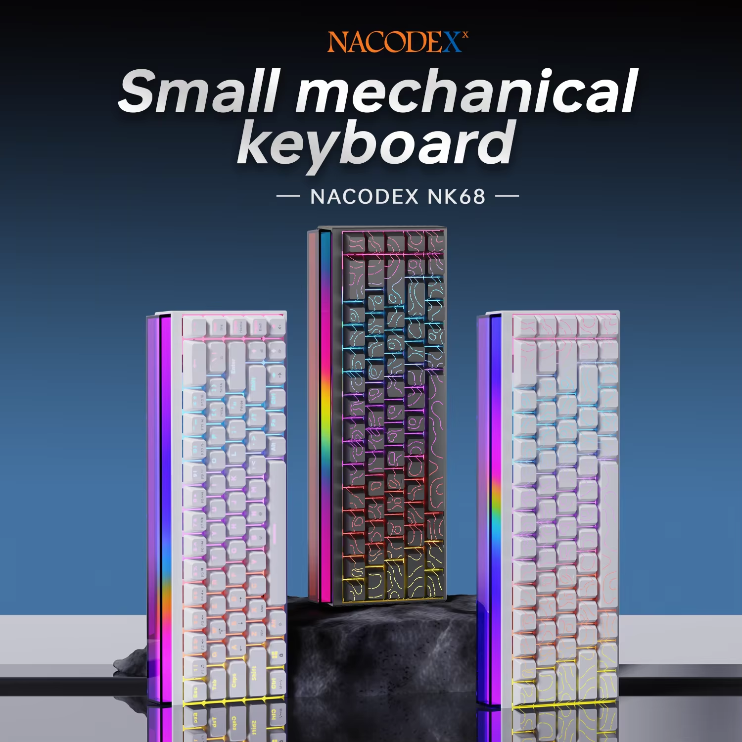 New Ajazz Nacodex Nk68 Mechani - Keyboard Gaming Blue Switch のレビューと価格