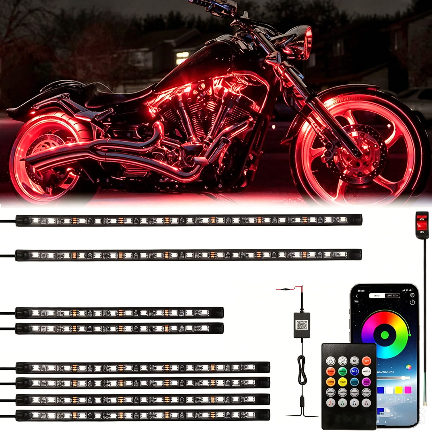 8pcs RGB LED Motorcycle Underg - Rgb Underglow Strip のレビューと価格