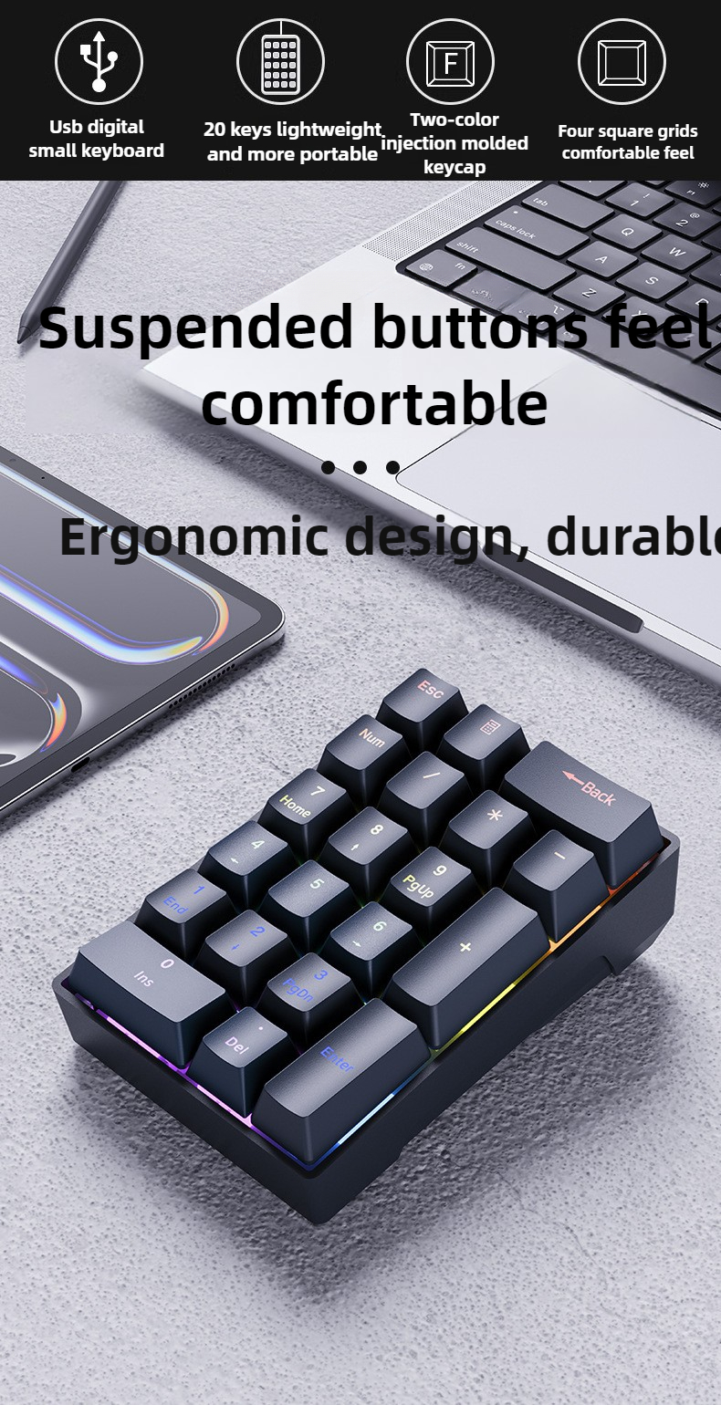 20 Keys Numeric Mechanical Wir - Gaming Keyboard No Number Pad のレビューと価格