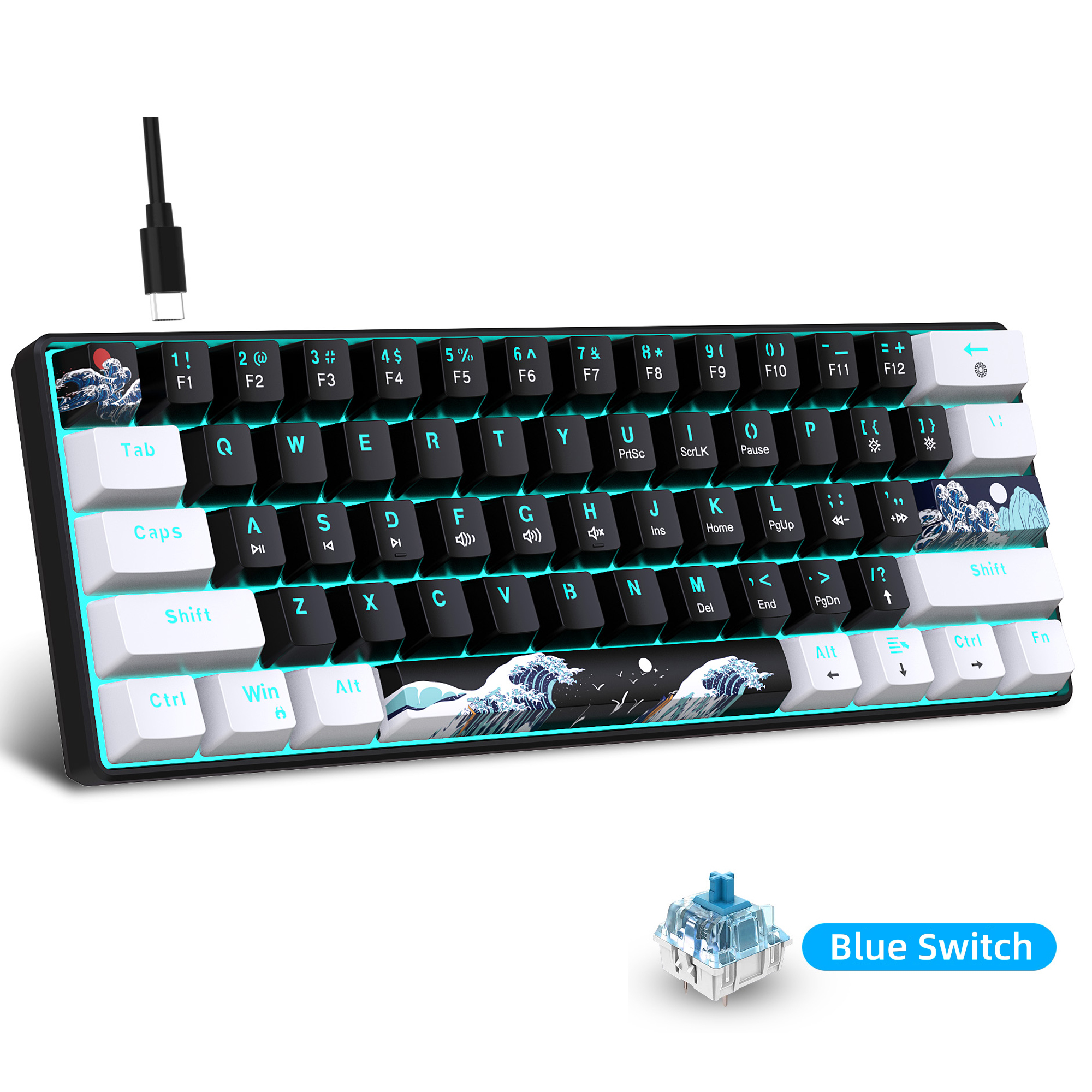 60% Mechanical Keyboard, Gamin - Keyboard Gaming Blue Switch のレビューと価格