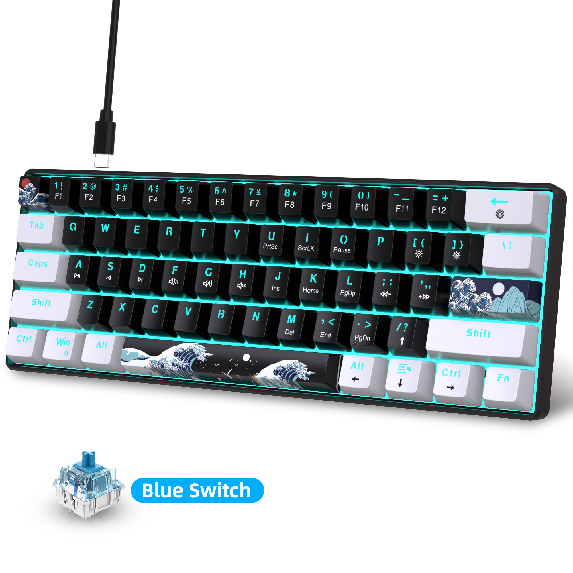 60% Mechanical Keyboard, Gamin - Keyboard Gaming Blue Switch のレビューと価格