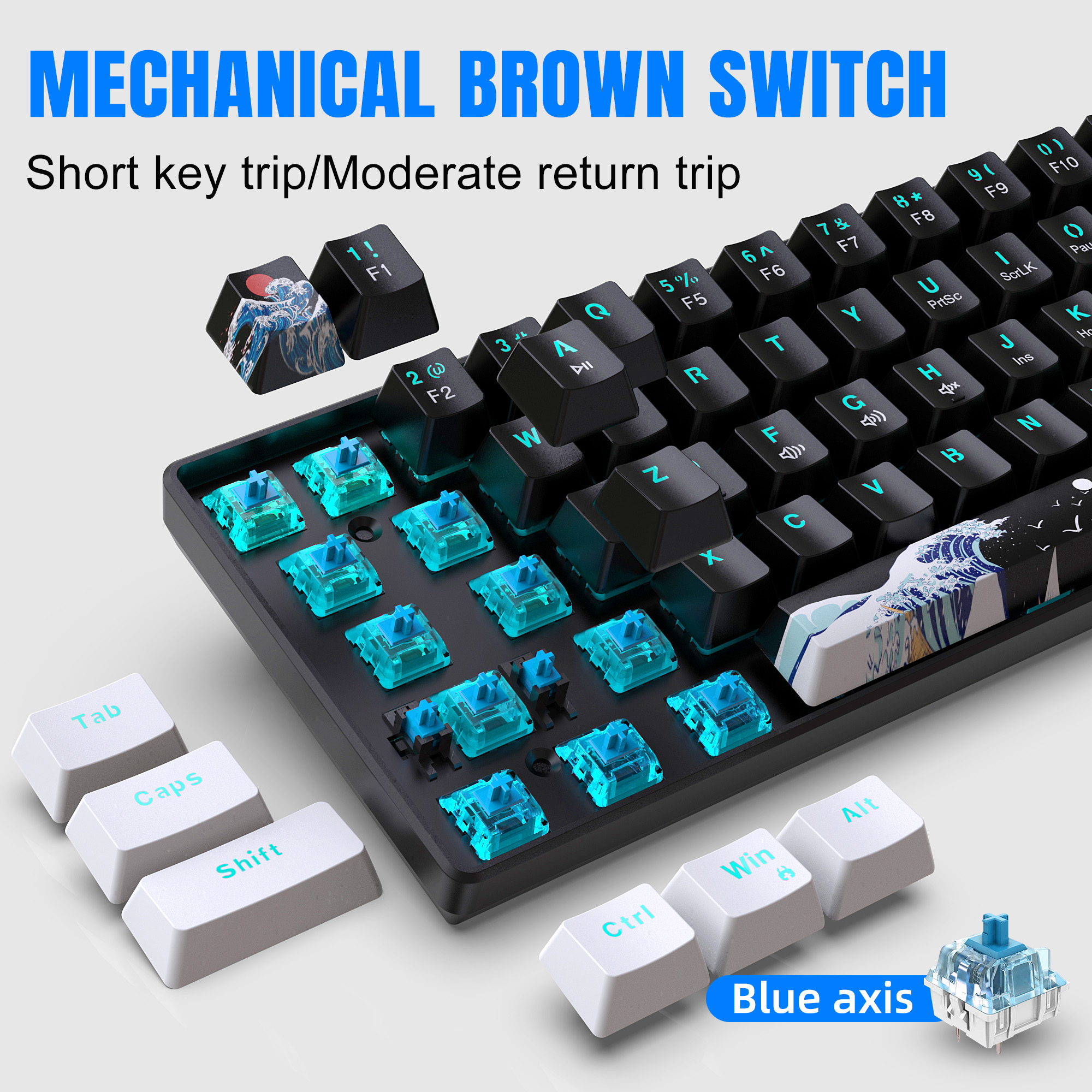 60% Mechanical Keyboard, Gamin - Keyboard Gaming Blue Switch のレビューと価格