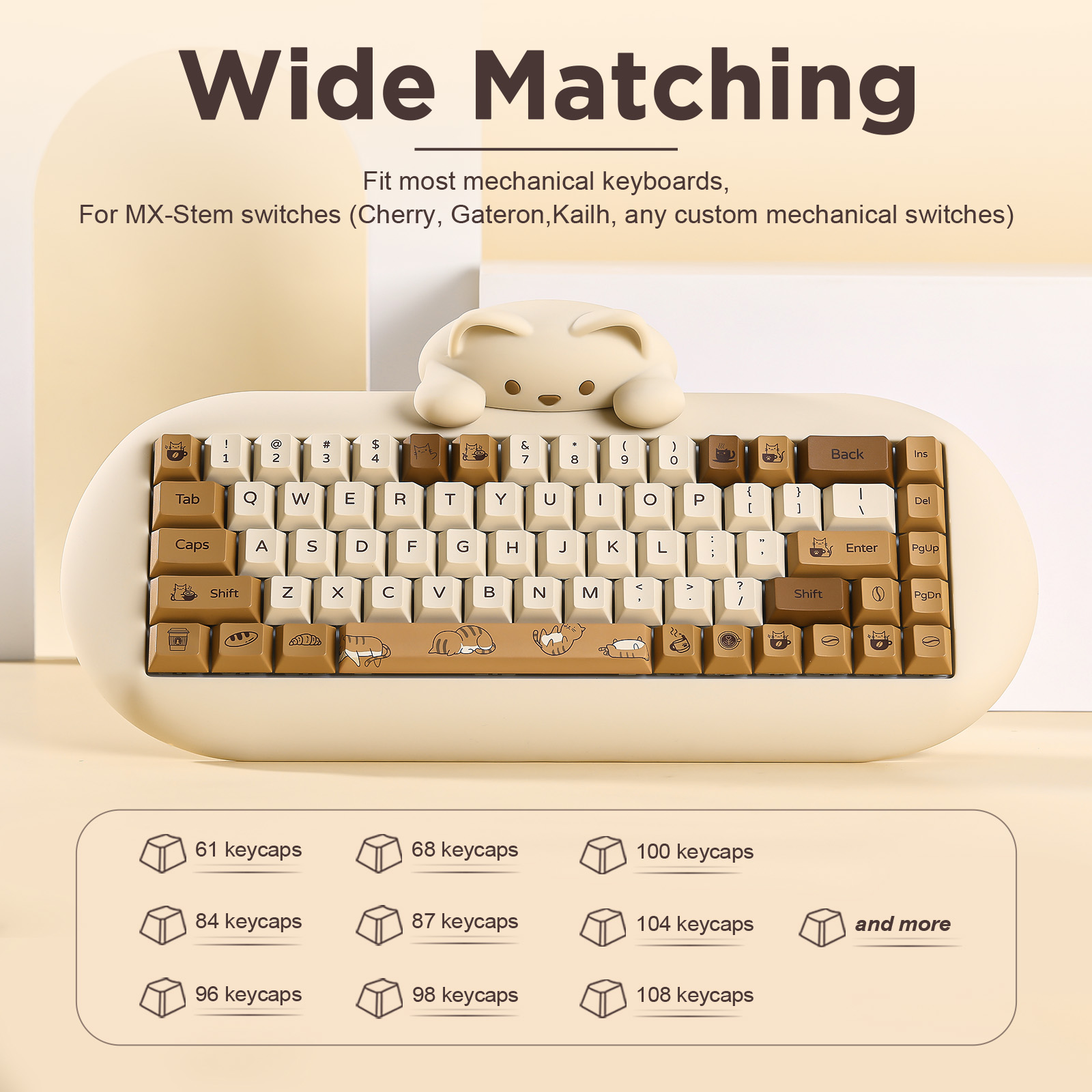 YUNZII Coffee Cat PBT Keycaps, - Gaming Keyboard Bundle のレビューと価格