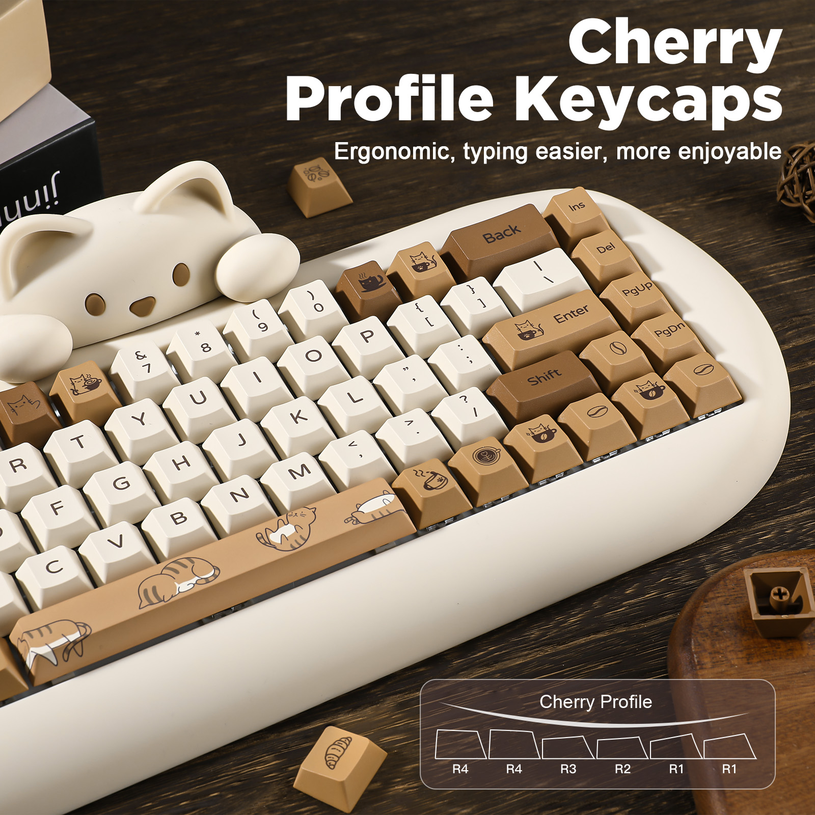 YUNZII Coffee Cat PBT Keycaps, - Gaming Keyboard Bundle のレビューと価格