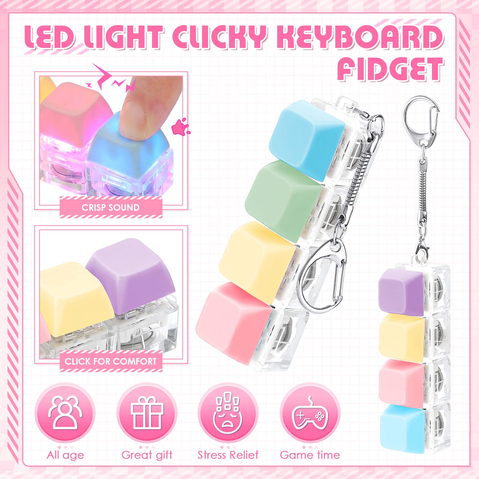 LED Light Up Fidget Keychain,  - Mechanical Switch Tester のレビューと価格