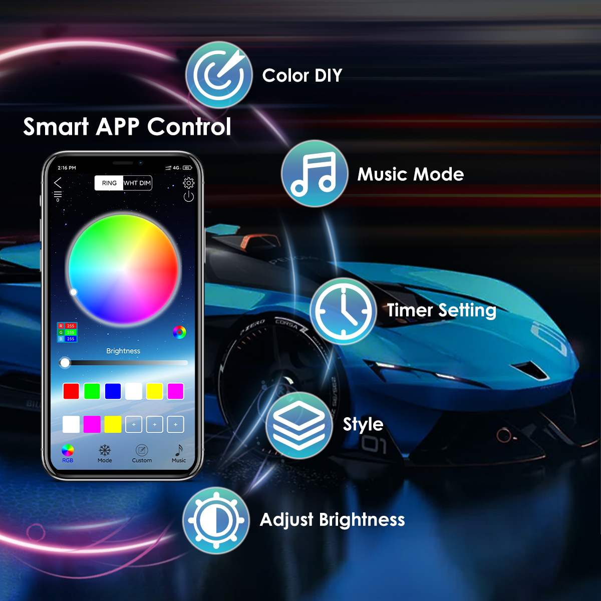 Wireless LED Car Flexible Unde - Rgb Underglow Strip のレビューと価格