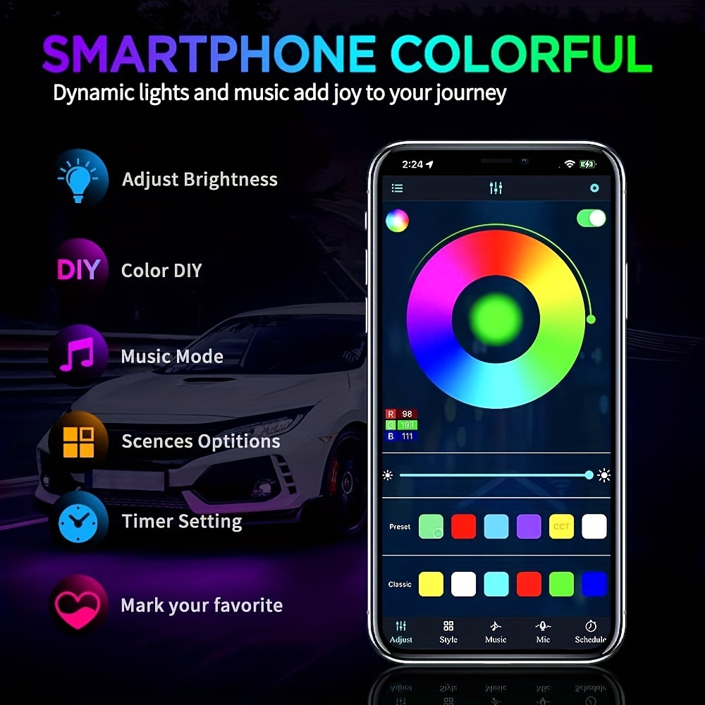 RGB Flexible Car Underglow Lig - Rgb Underglow Strip のレビューと価格