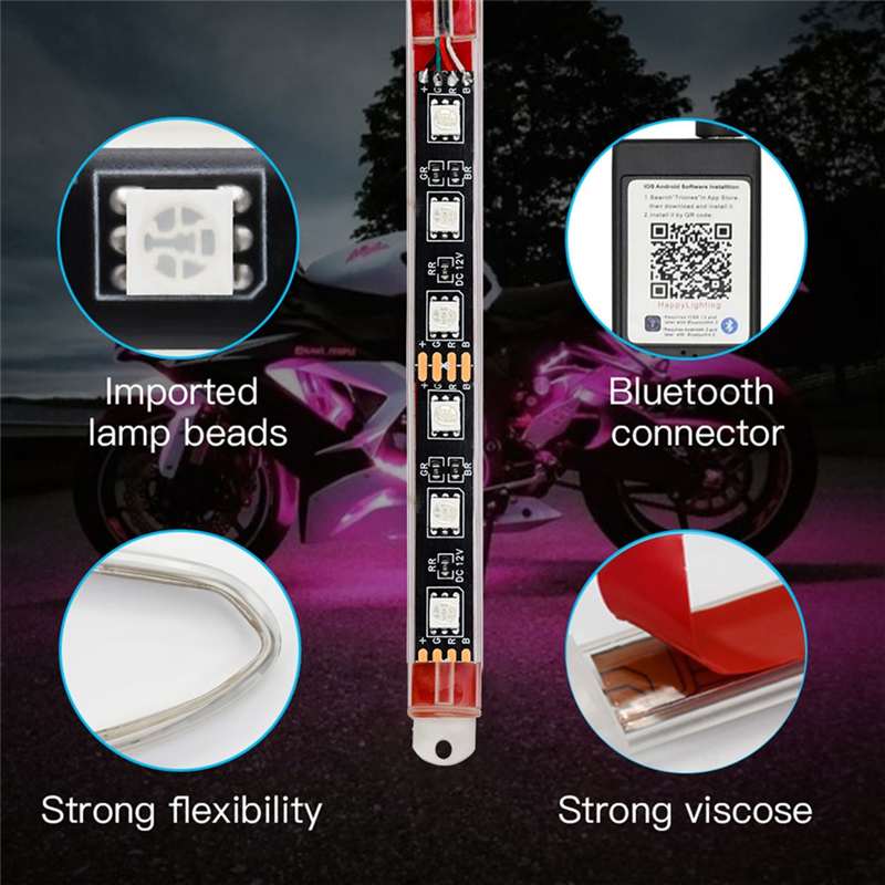 8PCS Motorcycle Underglow LED  - Rgb Underglow Strip のレビューと価格