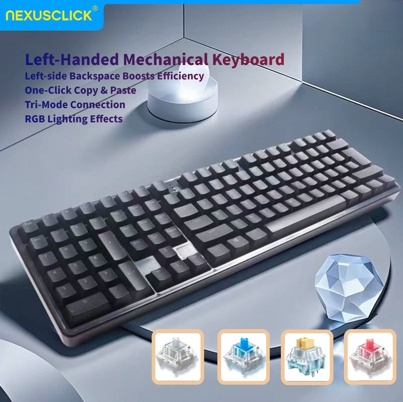 NexusClick Ergonomic Left Hand - Gaming Keyboard No Number Pad のレビューと価格